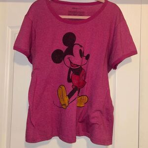 Disney Store pink mickey mouse ringer shirt top woman's size 2XL 1XL